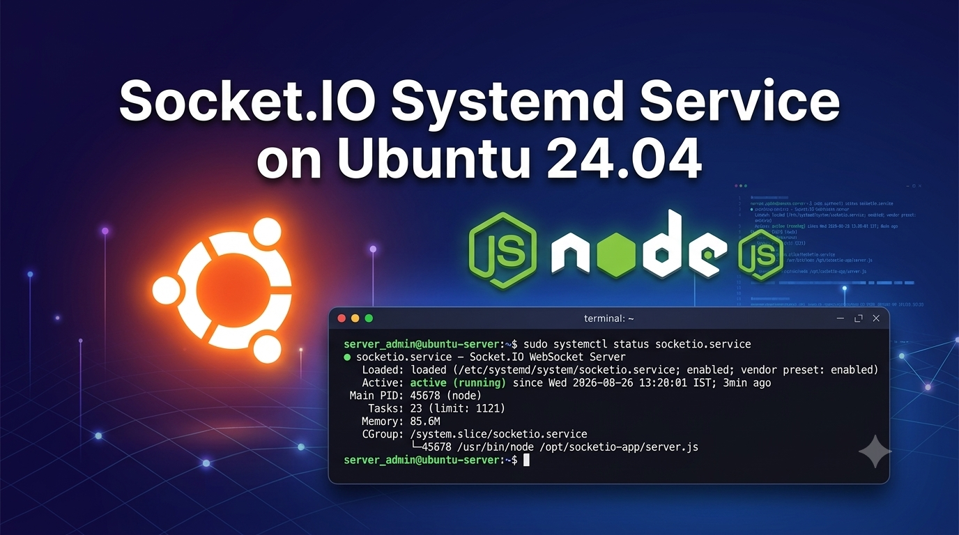 Socket.IO Systemd Service setup on Ubuntu 24.04 guide banner
