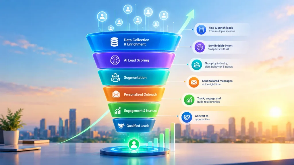 AI‑enhanced sales funnel accelerating lead conversion