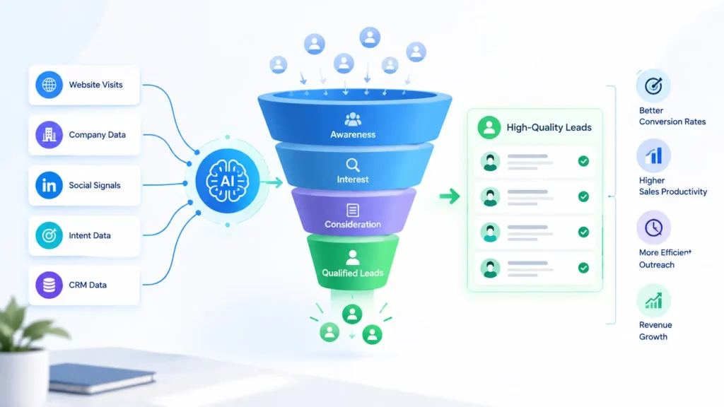 AI-enhanced sales funnel highlighting high-quality leads